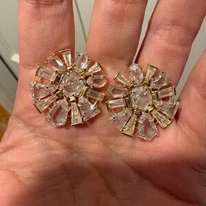 Kendra Scott Gold and Clear Stone Earrings